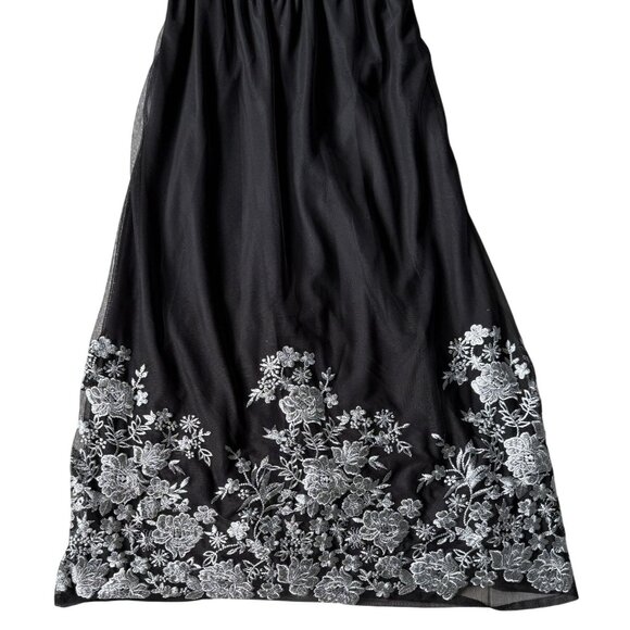 INC International Concepts Black Silver Off-Shoulder Embroidered Maxi Dress  12 - Picture 3 of 7